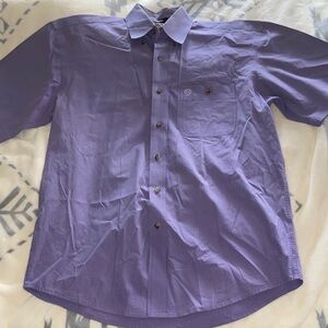 GEORGE STRAIT WRANGLER SHIRT Periwinkle Blue Stripes LIKE NEW